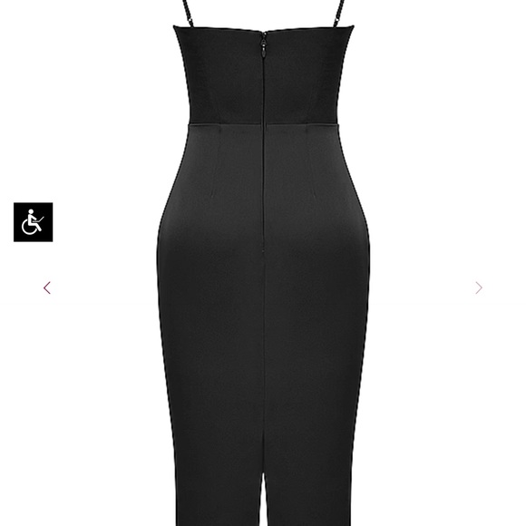 House of CB Anais Black Satin Pointed Corset Midi Dress - Picture 7 of 10